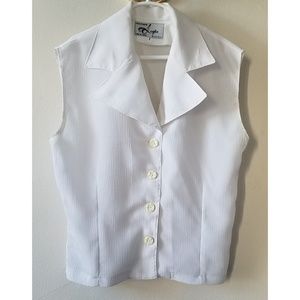 White Vintage Sleeveless Blouse - Small